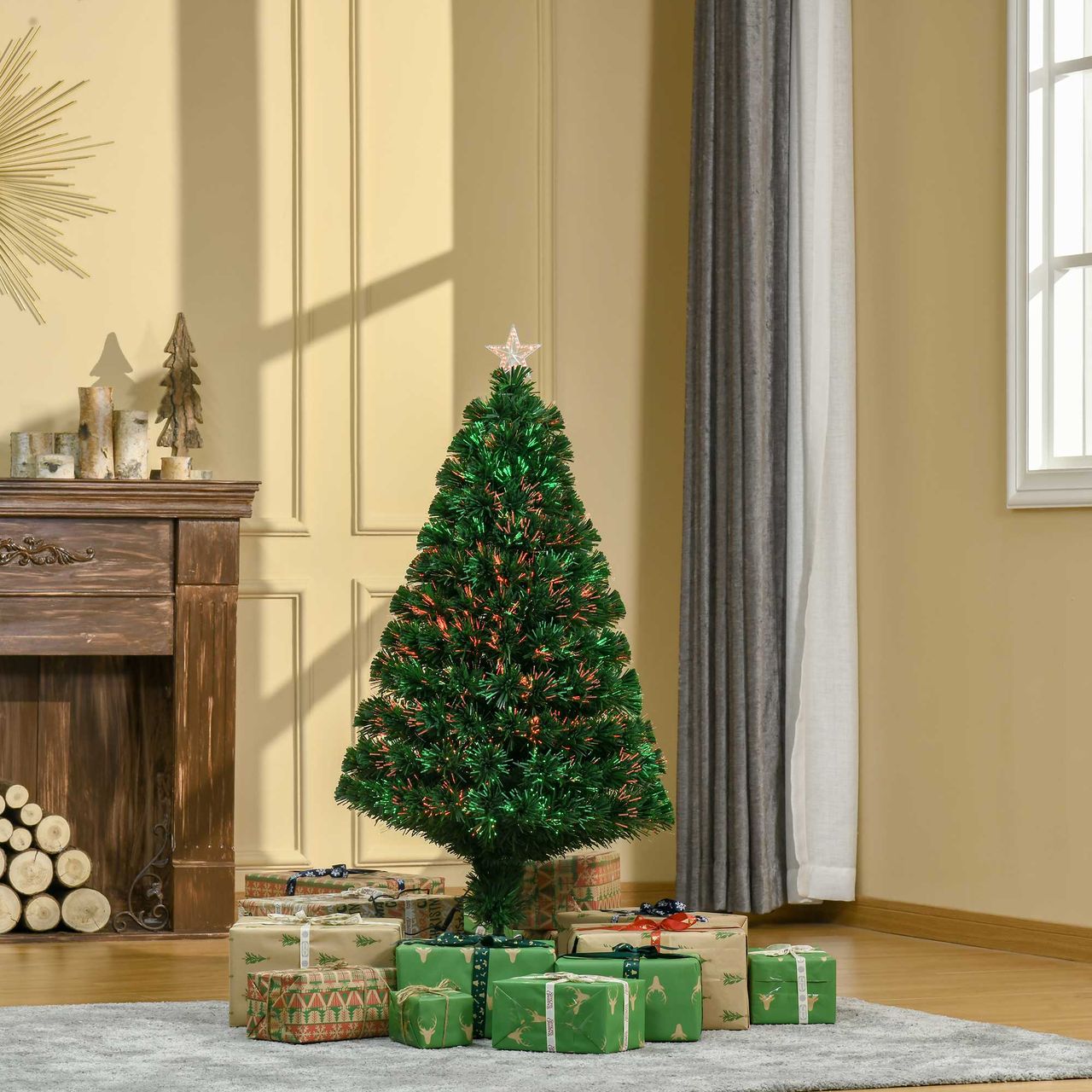 HOMCOM Weihnachtsbaum Tannenbaum Christbaum LED Lichtfaser Stern 5 Modell