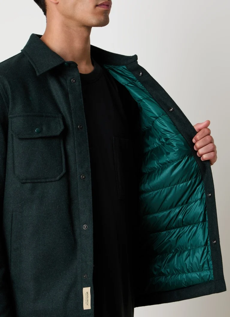Vrchní košile Woolrich Alaskan z vlněné směsi s péřovou výplní a náprsními kapsami