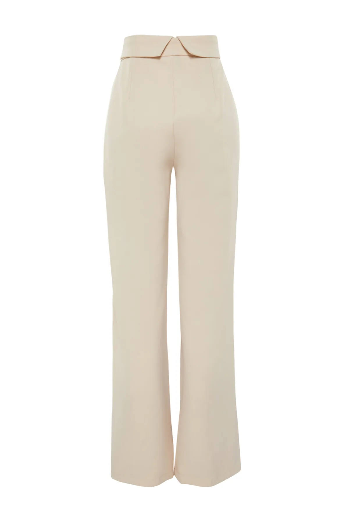 Trendyol Collection  Beige Hose mit weitem Bein und gewellter Taille und Webmuster TWOSS24PL00049