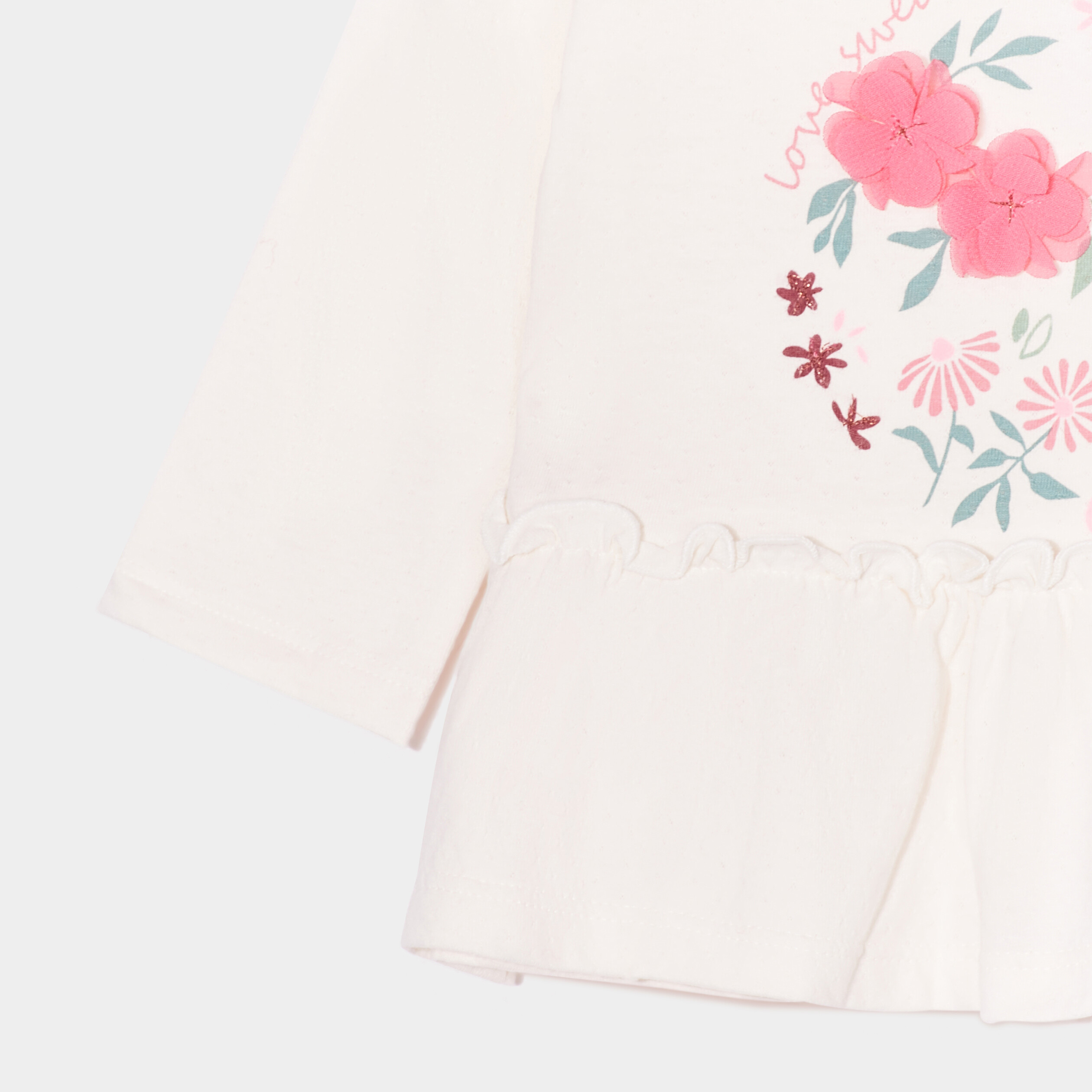 T-shirt à volants bas coton Creeks creme bébé fille | La Halle