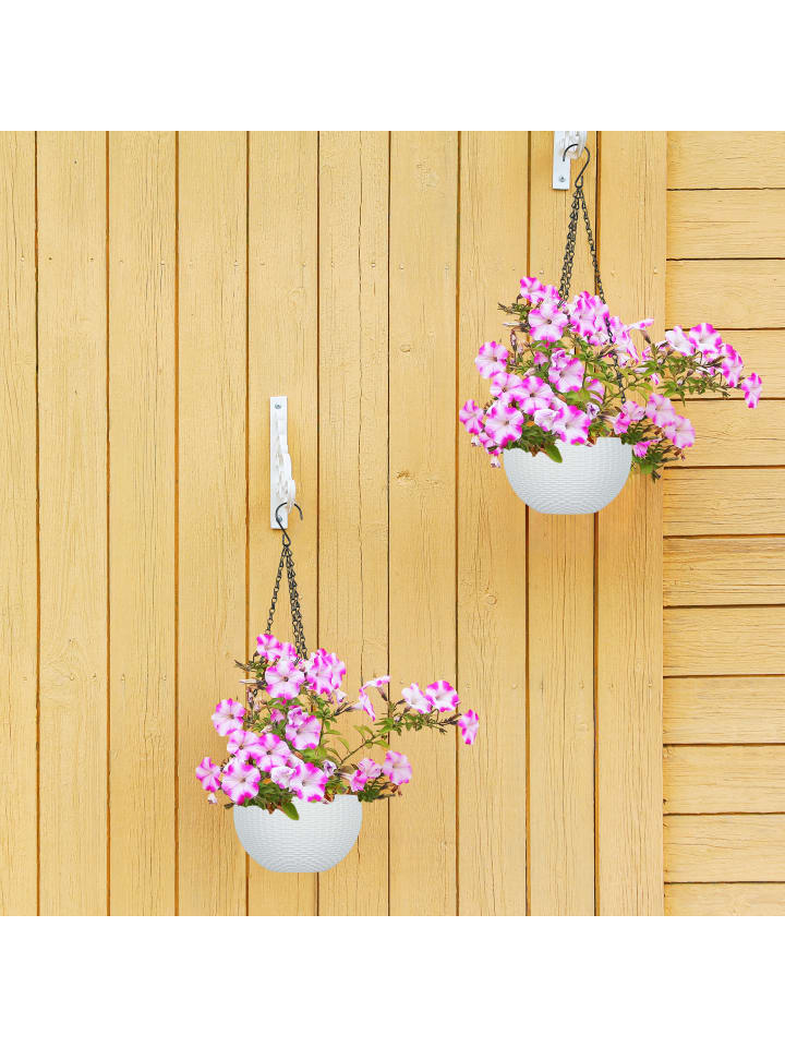 relaxdays 2 x Blumenampel in Weiß - (H)54 x Ø18,5 cm günstig kaufen onesize