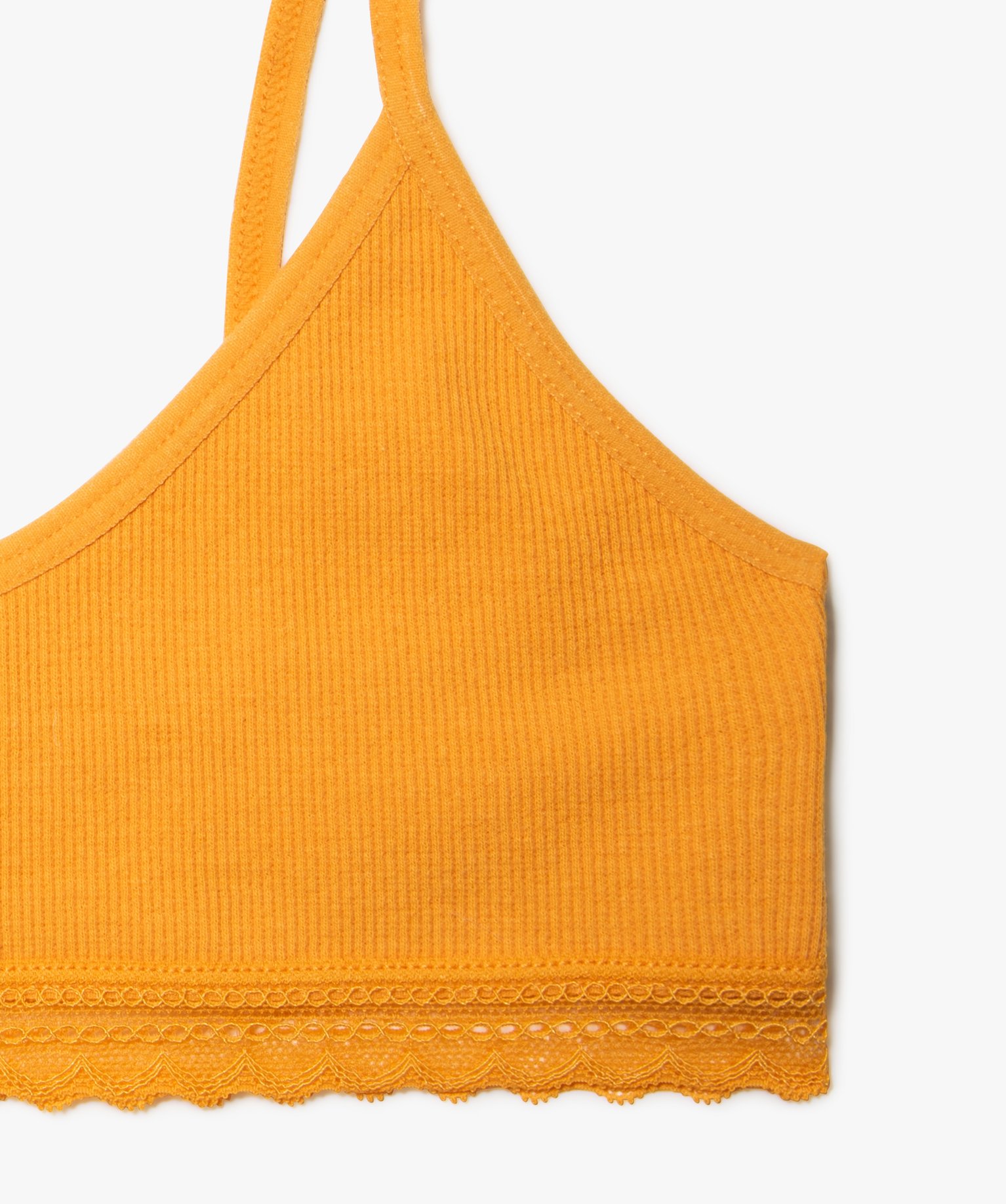 Brassière à fines bretelles en maille ctelée fille jaune | GEMO