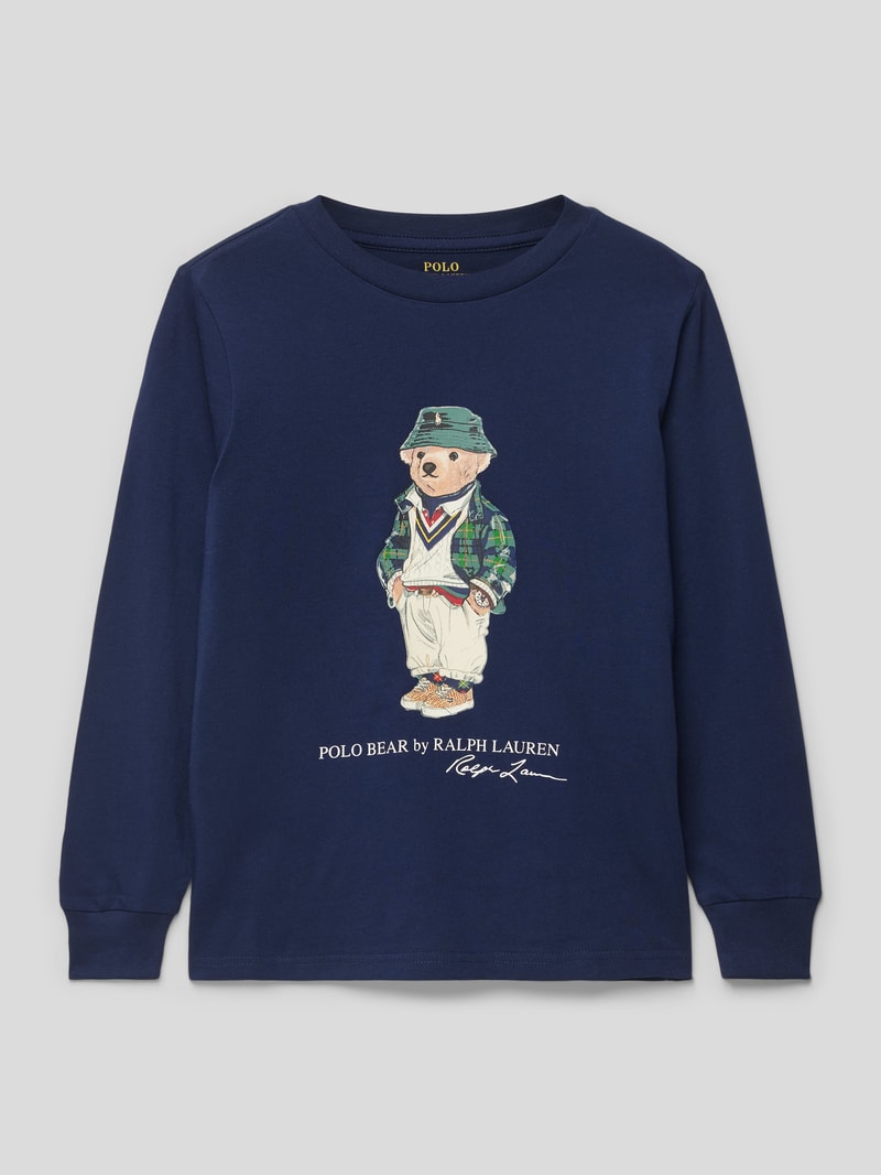 Longsleeve mit Label-Print in marineblau