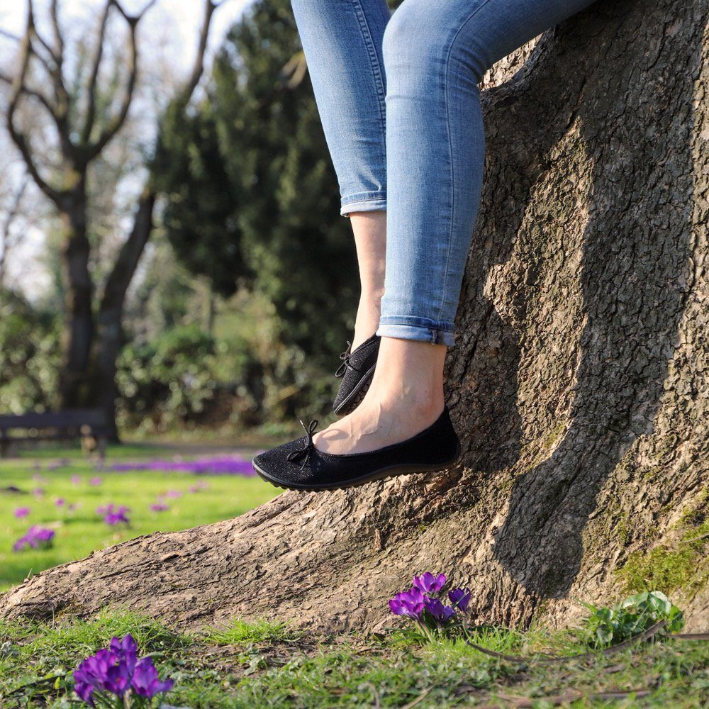 Leguano TANGO Barfußschuh mit Zierschleife und Glitzer