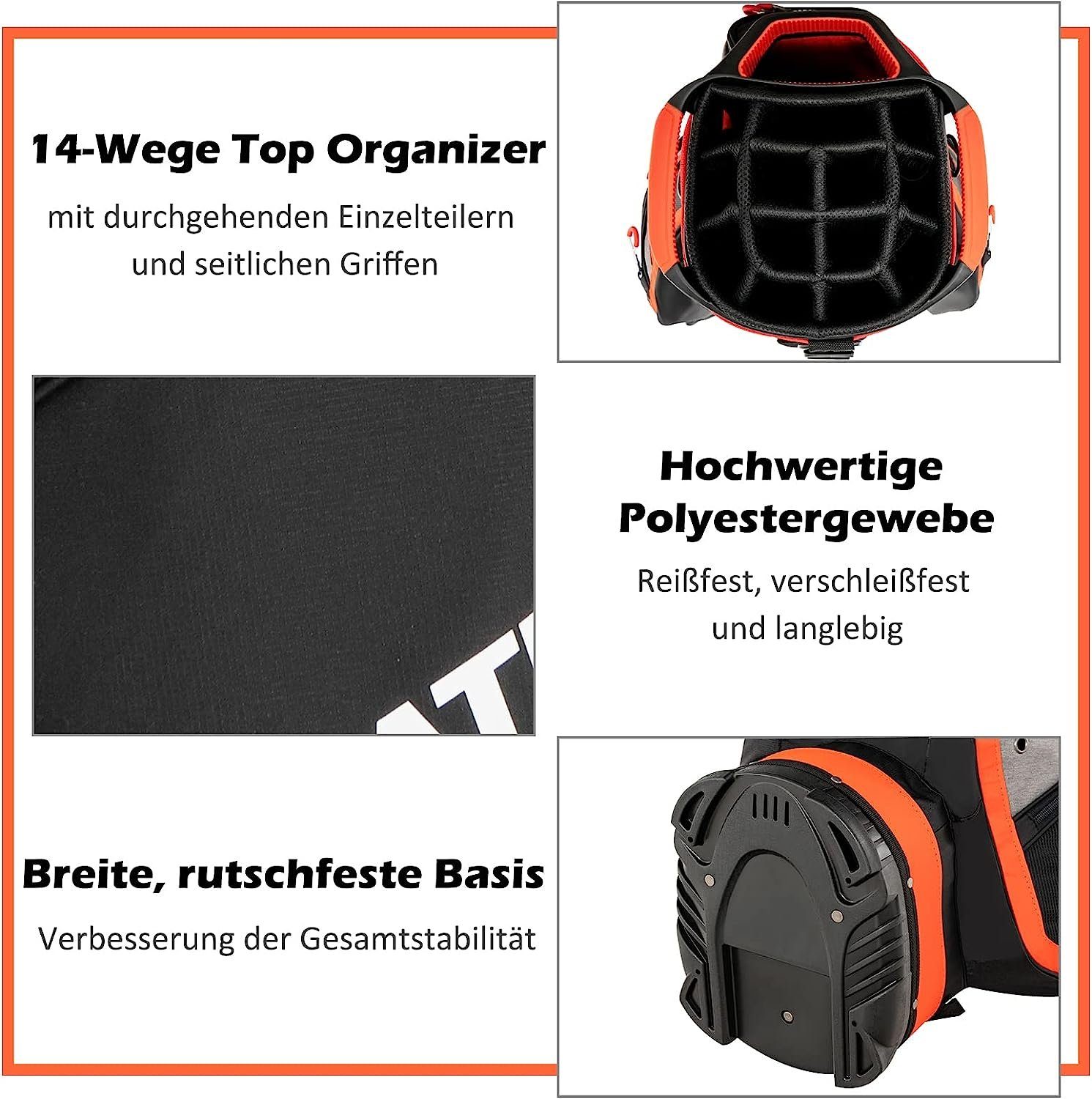 KOMFOTTEU Golfbag-Regenschutz Golftasche, mit 14 Trennwänden