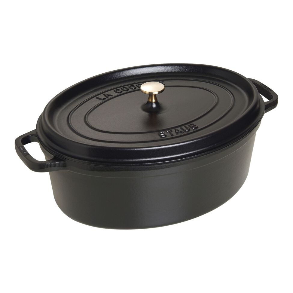 Cocotte 37 cm, oval, Schwarz, Gusseisen