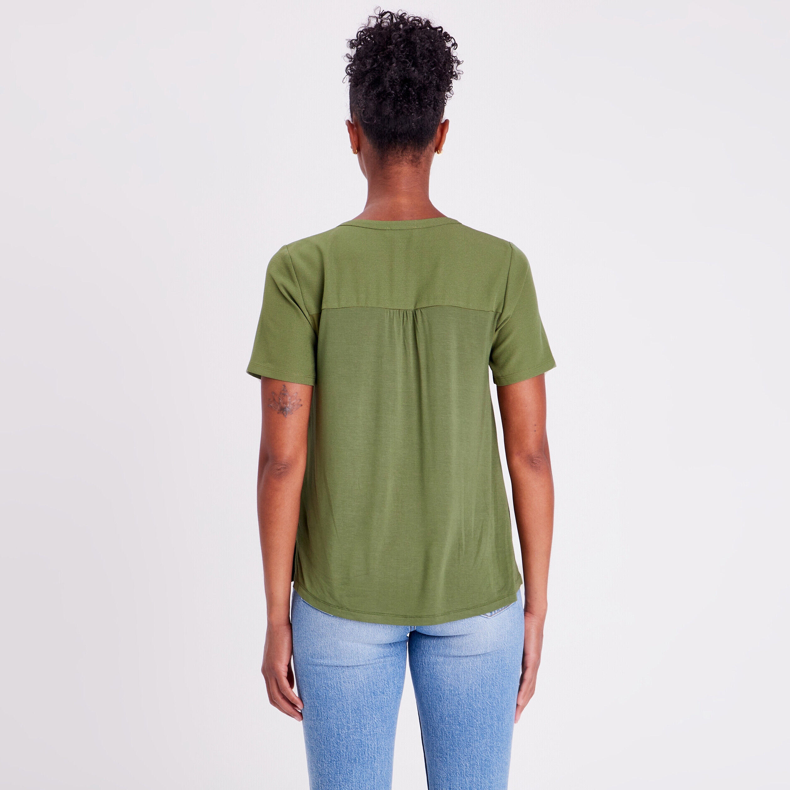 T-shirt manches courtes vert kaki femme | Cache Cache