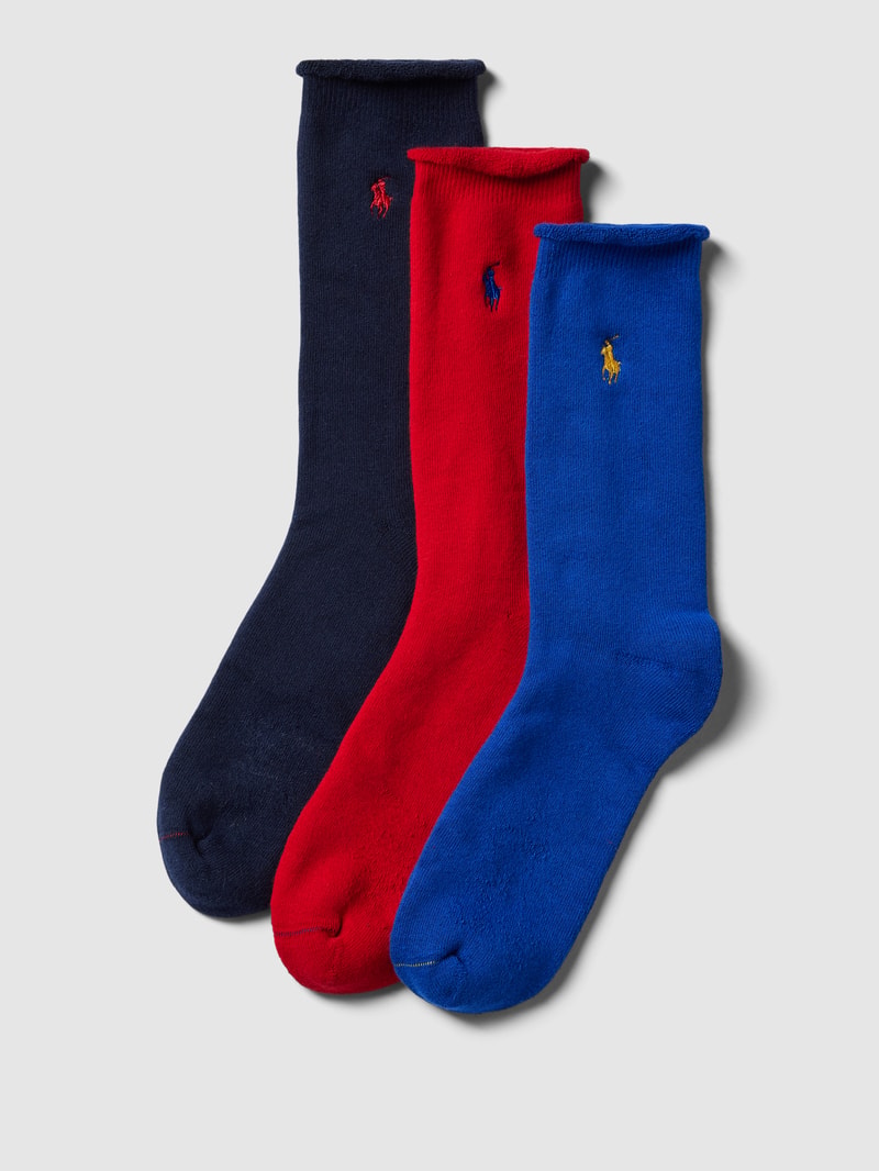 Socken mit Label-Stitching im 3er-Pack in royalblau