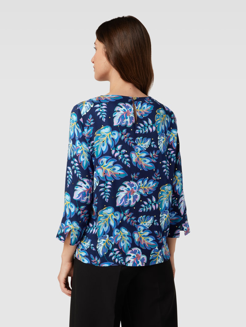 Blusenshirt mit floralem Muster Modell 'Laila' in dunkelblau