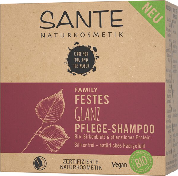 Sante FAMILY Festes Glanz Pflege-Shampoo Bio-Birkenblatt & pflanzliches Protein Festes Shampoo