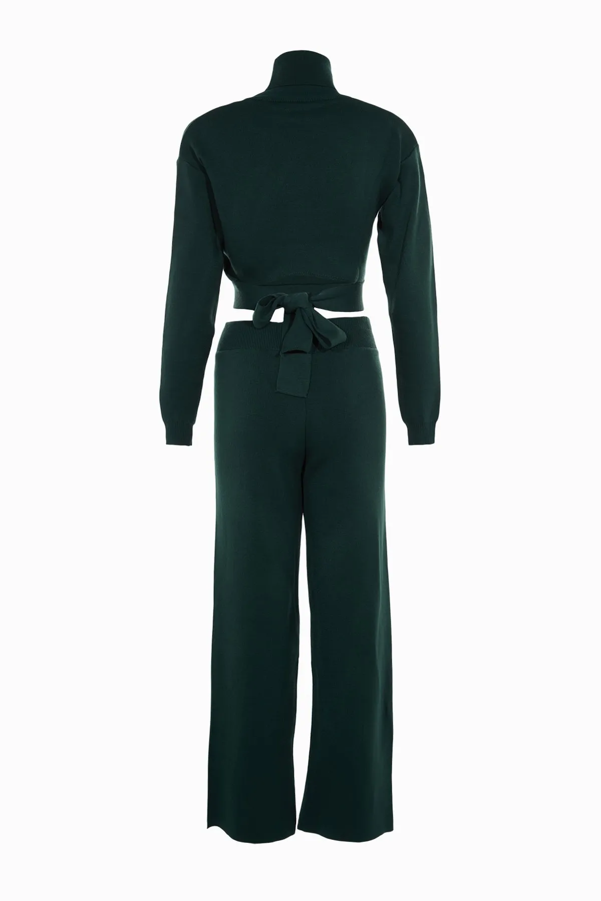 Trendyol Collection  Smaragdgrünes Strickoberteil- und -unterteil-Set mit Krawatte und Hose TWOAW21AU0093
