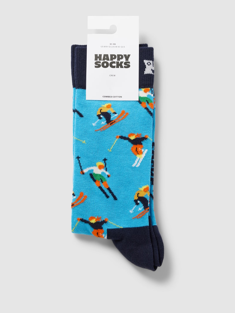Socken mit Motiv-Print Modell 'Skiing' in blau
