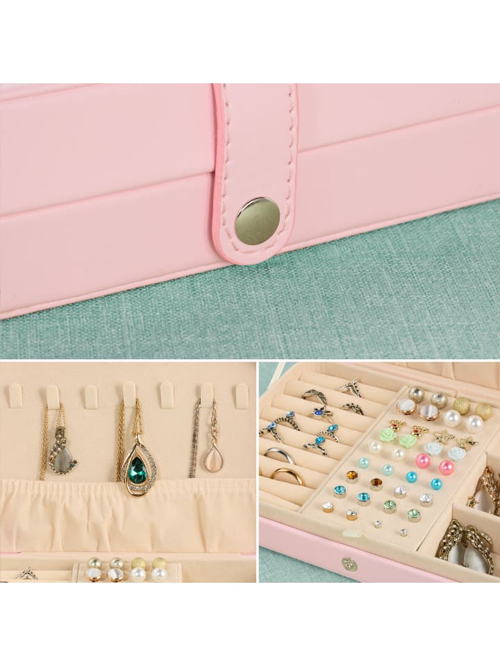 relaxdays Schmuckkästchen in Rosa - (B)21 x (H)4,5 x (T)14,5 cm günstig kaufen onesize