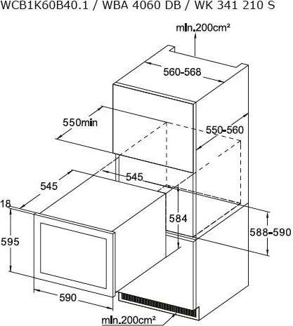 Amica Einbauweinkühlschrank WK 341 210 S, für 40 Standardflaschen á 0,75l,LED-Beleuchtung