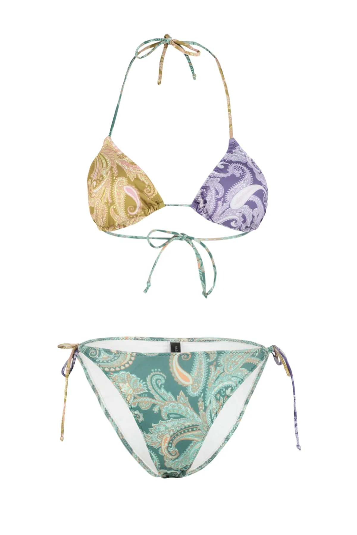 Trendyol Collection  Schal-gemustertes Triangel-Bikini-Set mit Krawatte TBESS22BT0002