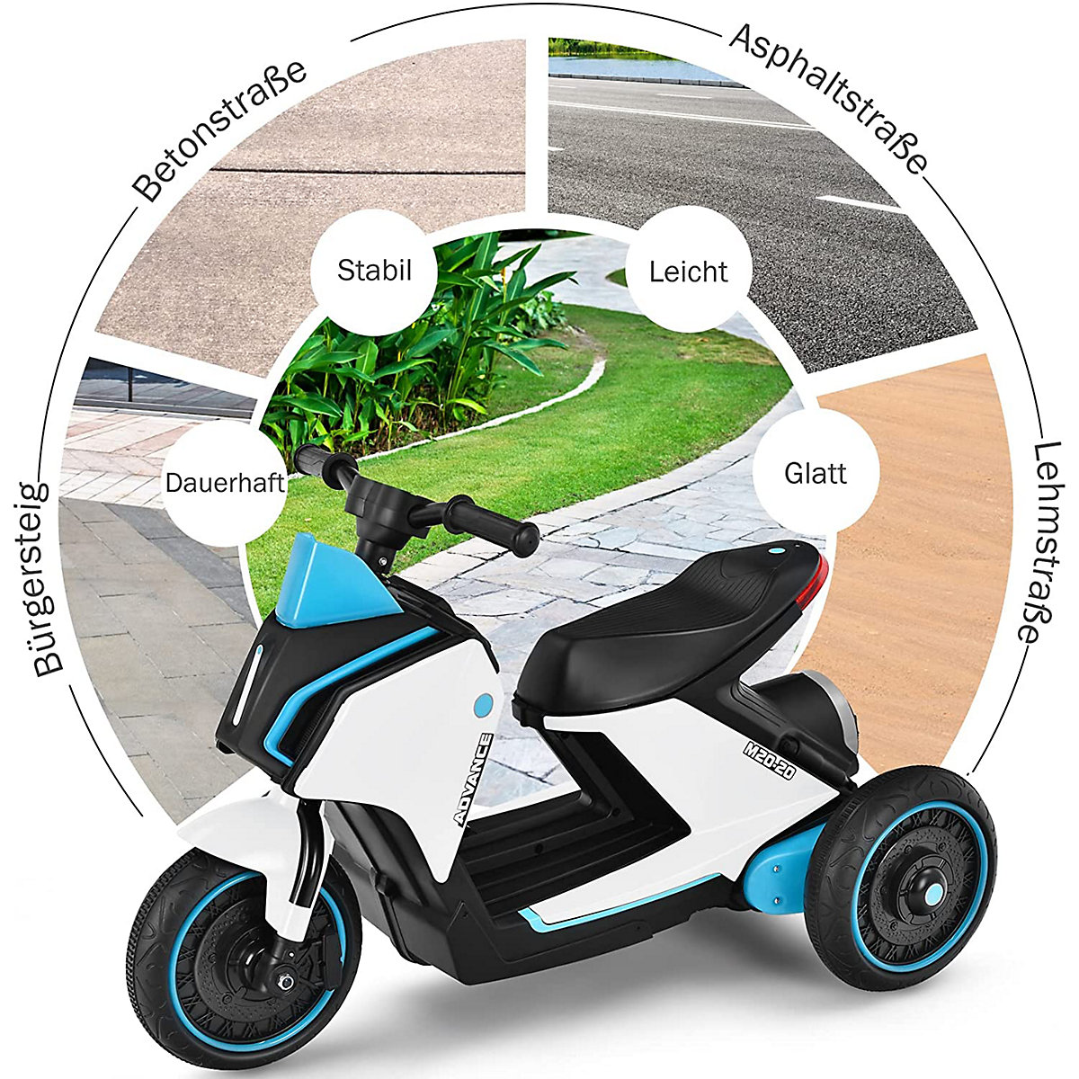 Motorrad Dreirädrig mit Scheinwerfer&Rücklicht