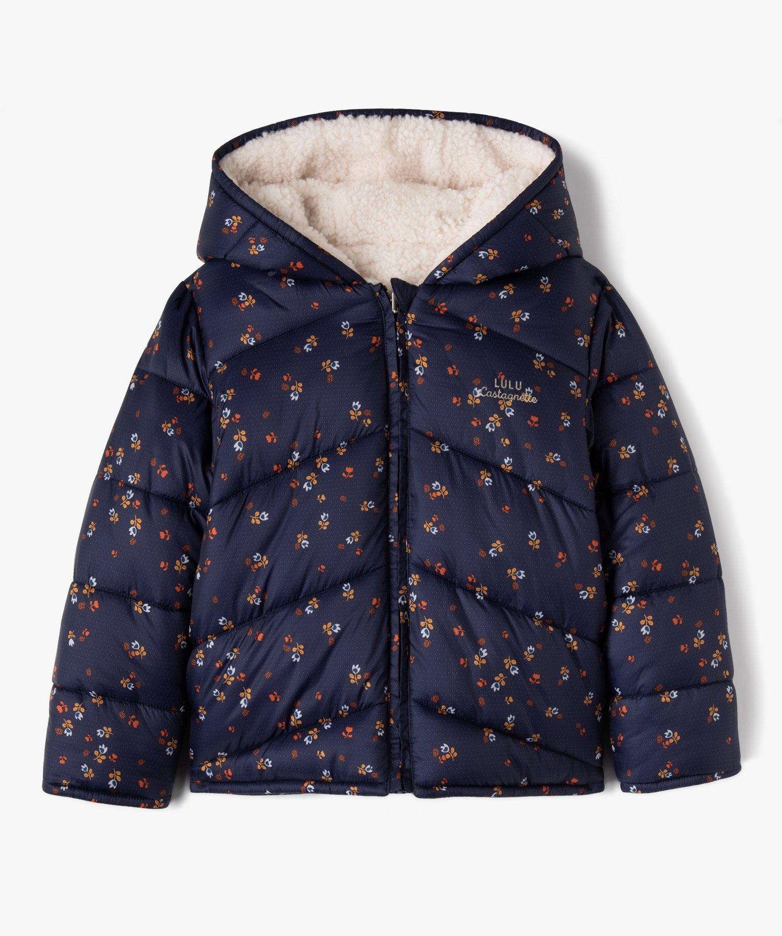 Blouson matelassé à capuche réversible fille - LuluCastag... bleu | GEMO