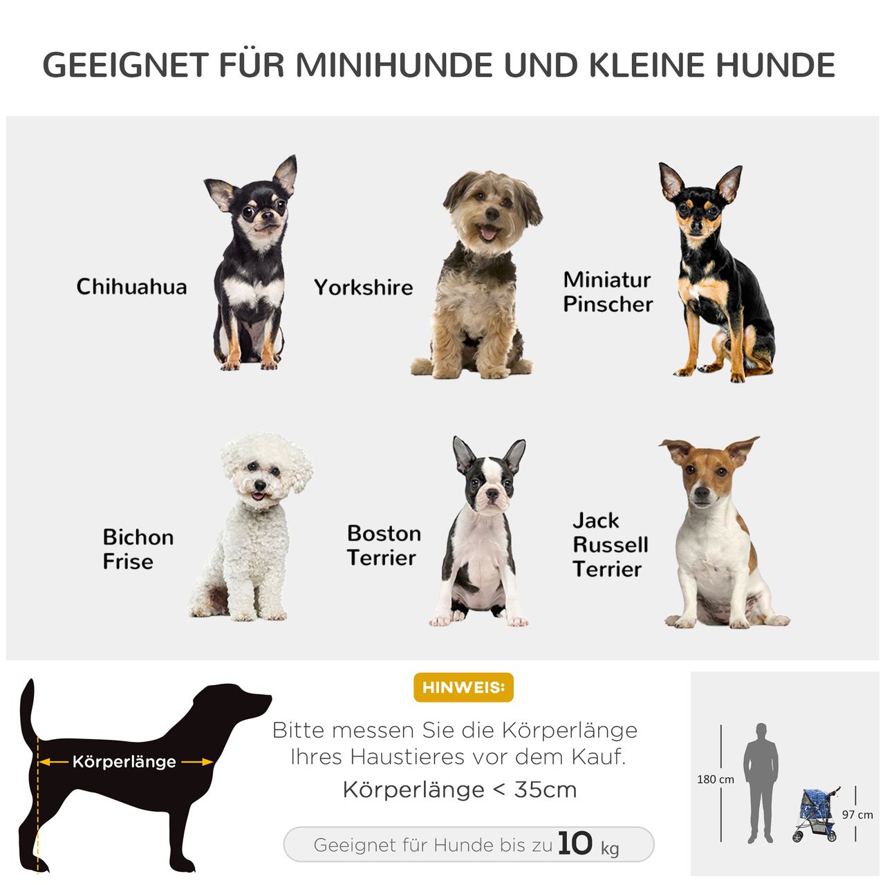 PawHut Hundetrolley, faltbarer Hundebuggy, Hundewagen mit Regenverdeck, Blau