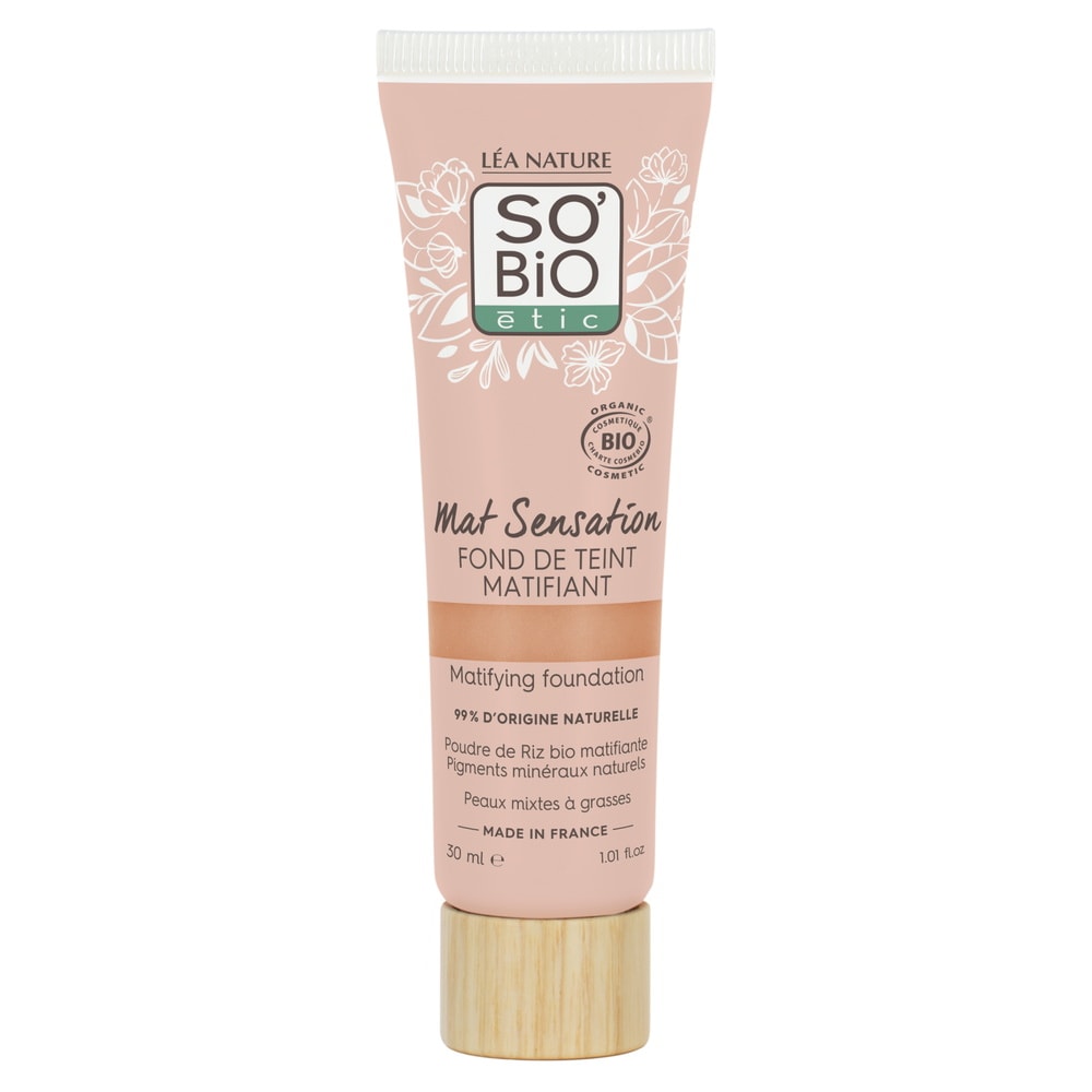 LÉA NATURE SO BiO étic Fond de teint matifiant, Mat Sensation - 25 Beige doré Fond de teint