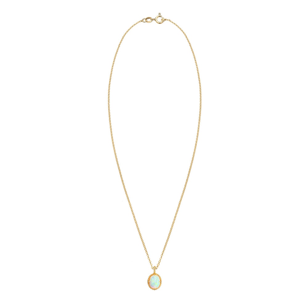 Elli Elli Collier Synthetischer Opal Oval Vintage 925er Silber collier