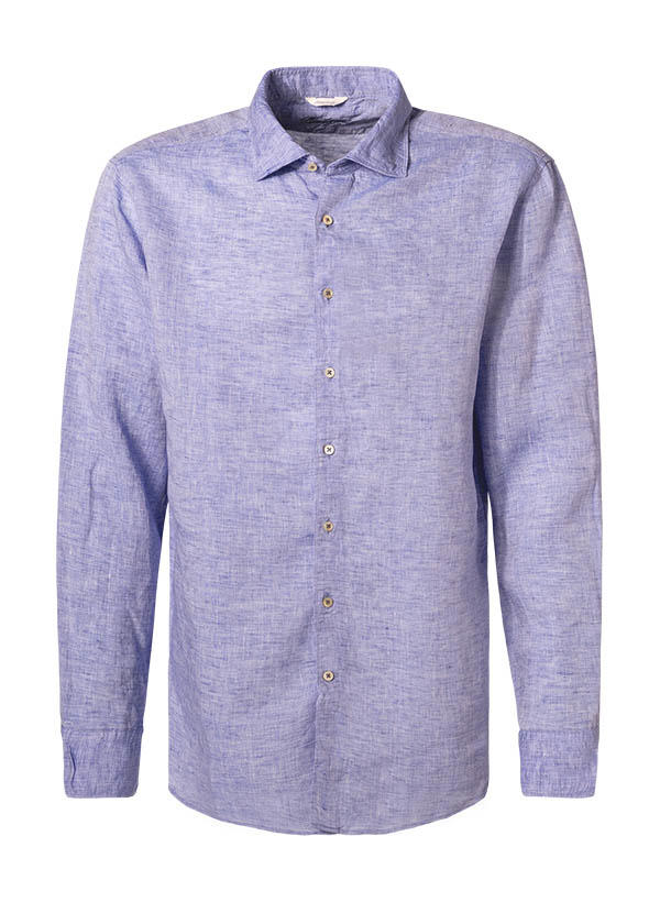 Stenströms, Hemd, Fitted Body, Reines Leinen, mittelblau meliert