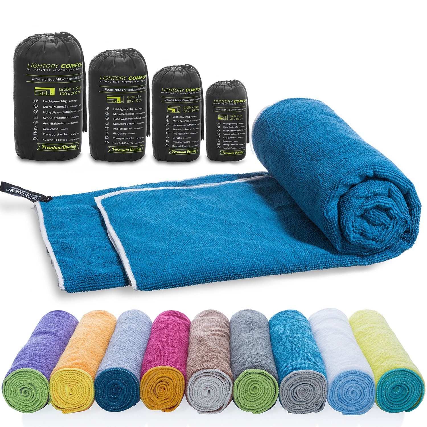 LightDry Reisehandtuch Backpack Mikrofaser Sporthandtuch, Sport, Strand & Badehandtuch