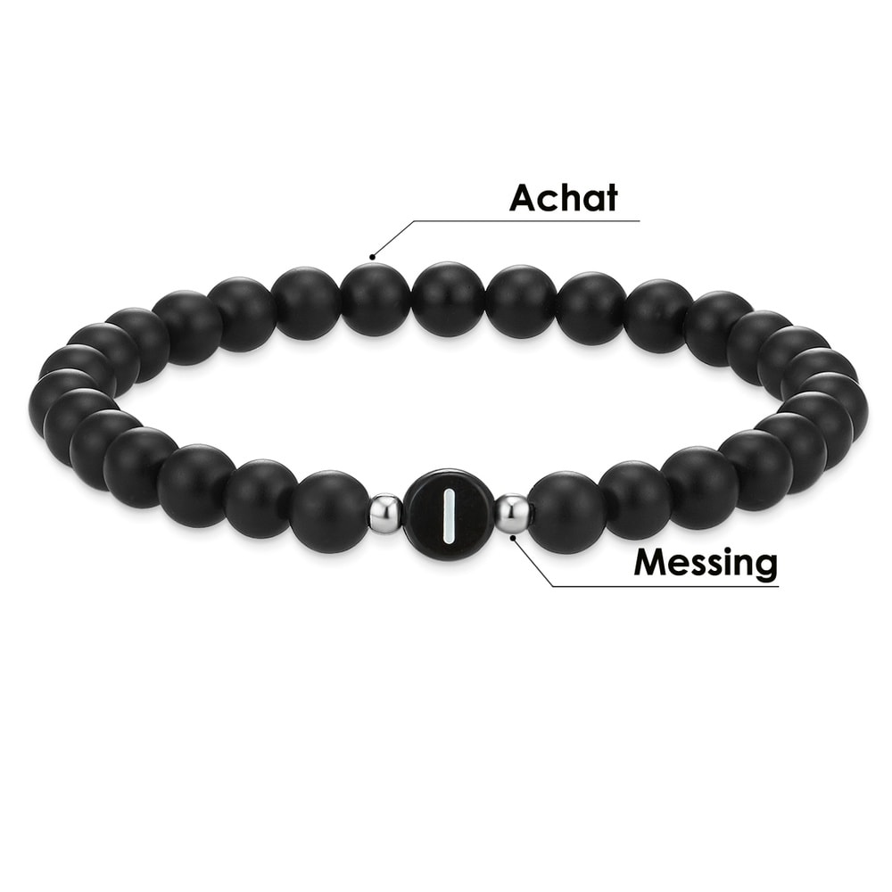 EASTSIDE Bracelet en pierres précieuses Lettres Agate en Noir Bracelet