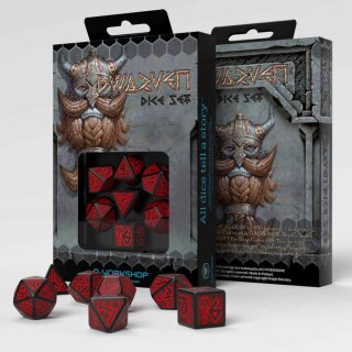 Dwarven Black & Red Würfel Set (7)