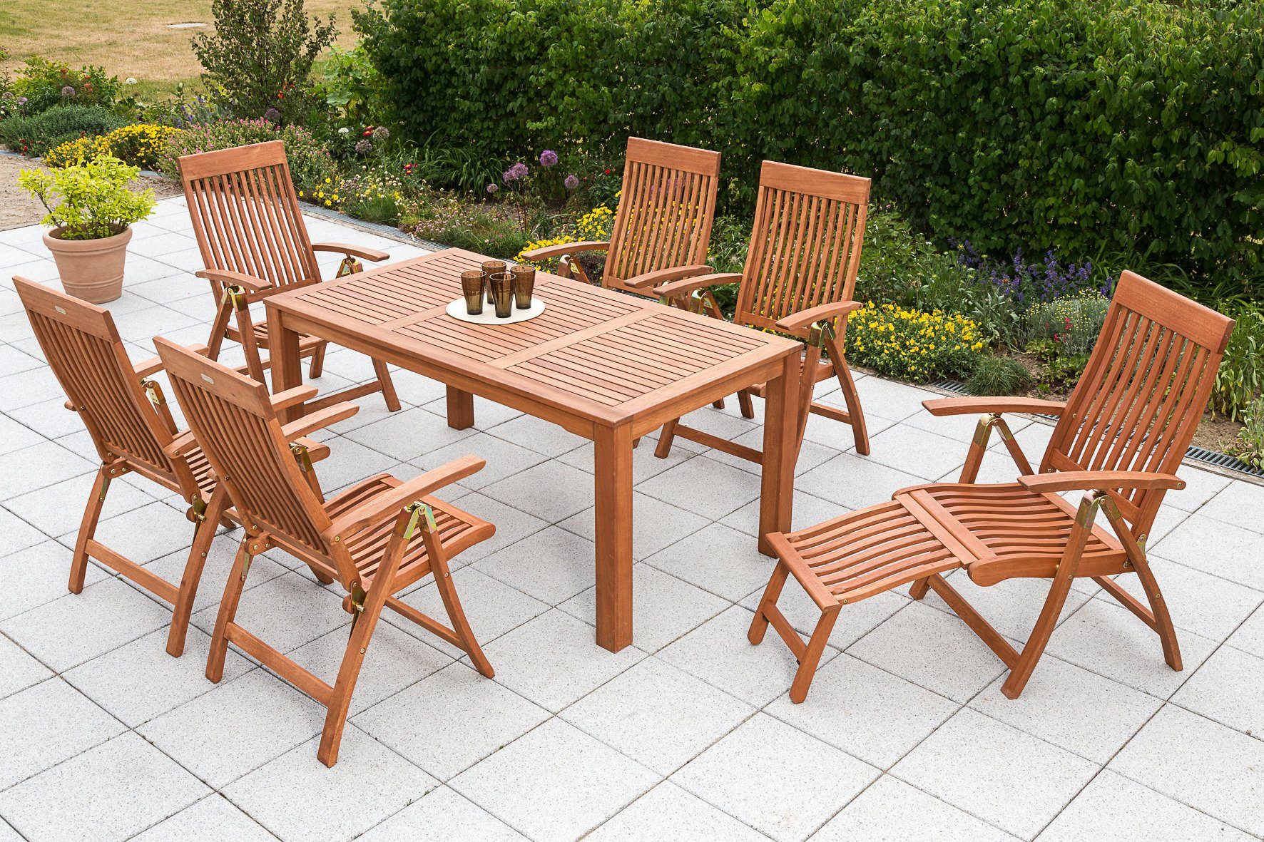 MERXX Gartensessel Comodoro (1-St), Eukalyptusholz, verstellbar, klappbar, braun