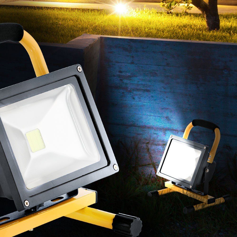 etc-shop Baustrahler, LED-Leuchtmittel fest verbaut, Kaltweiß, Tageslichtweiß, Baustrahler Flutlicht Werkstattleuchte LED Außenstrahler