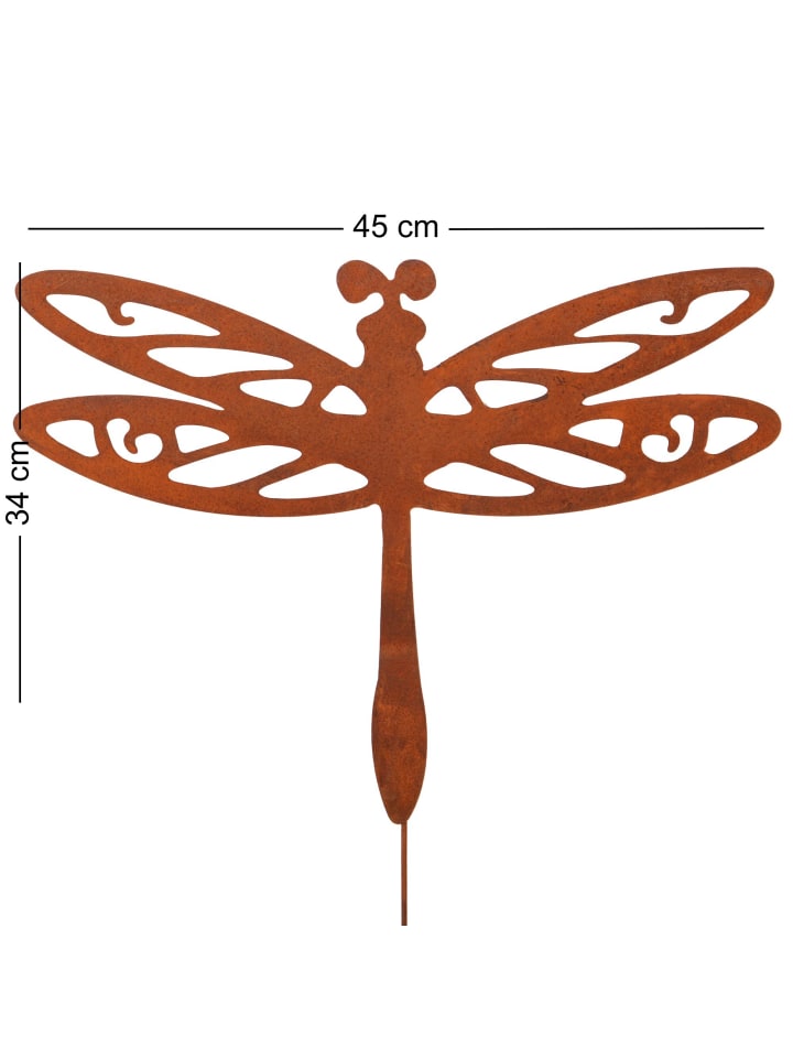 UNUS Gartenstecker Rost Libelle mit Wackelfeder in Braun günstig kaufen