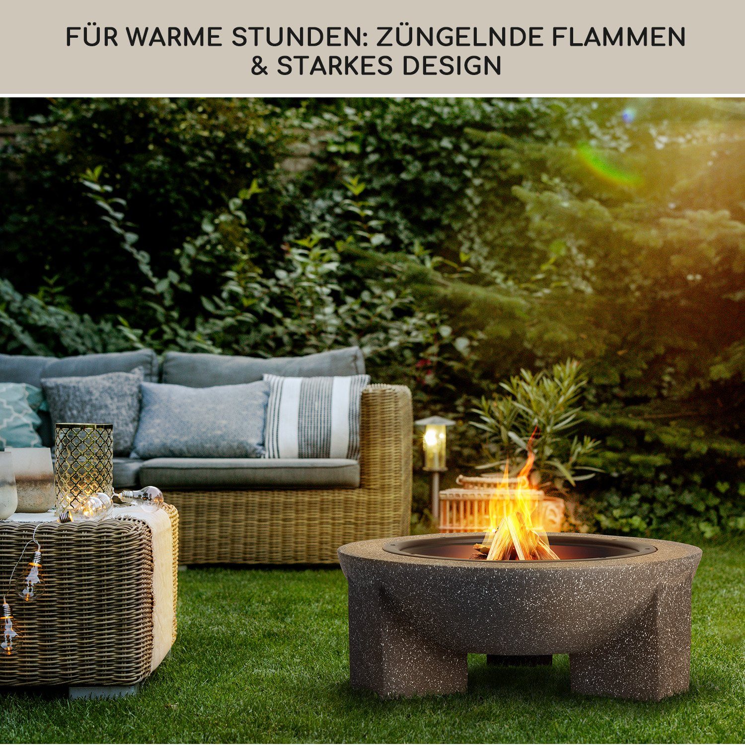 blumfeldt Feuerschale Troja Feuerschale, (Set, Set), Feuerschale Garten Grill Funkenschutz Feuerkorb Feuerstelle Outdoor