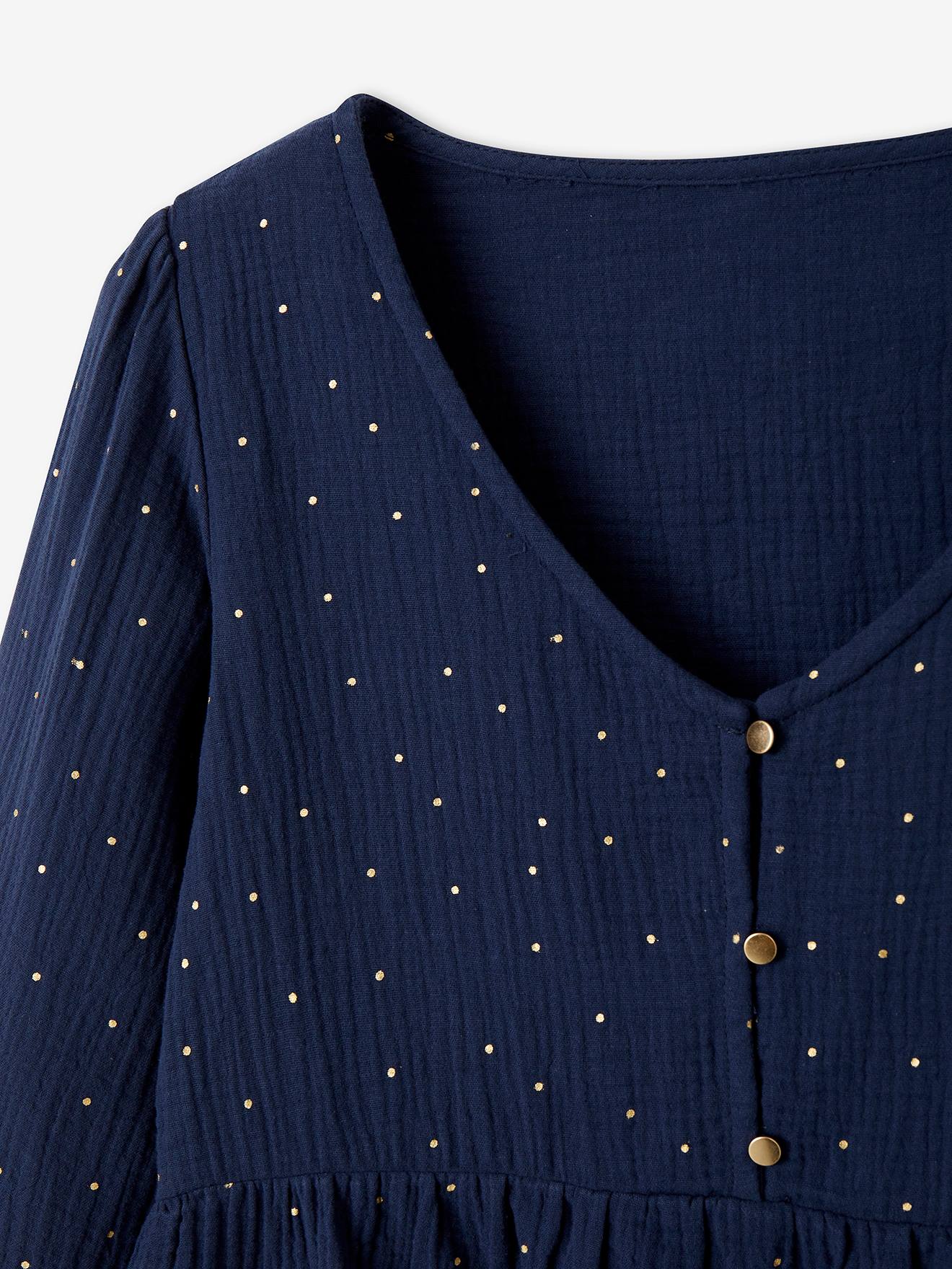 Vertbaudet Bluse mit 3/4-Ärmel für Schwangerschaft & Stillzeit - blau