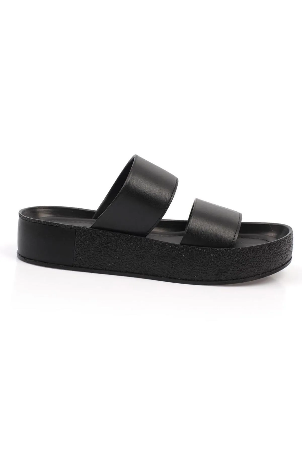 Capone Outfitters  Capone Damen-Hausschuhe mit doppeltem Band, bunt, detailliertem Keilabsatz, Schwarz