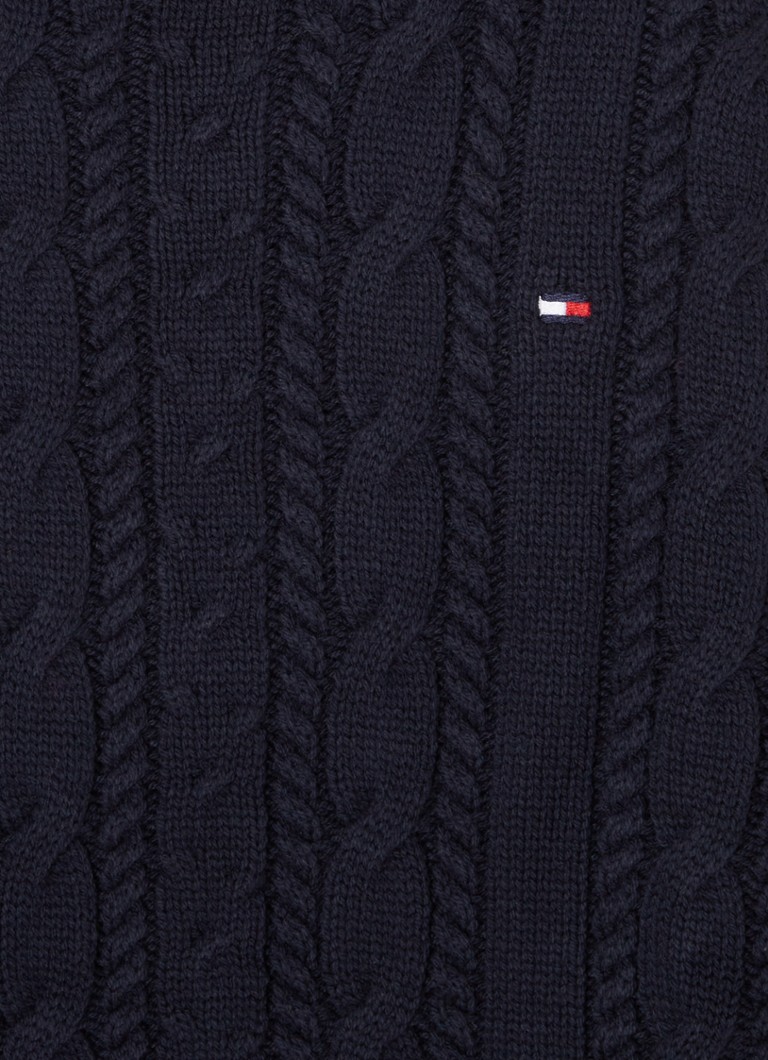 Pulover Tommy Hilfiger Essential cu guler rotund și împletitură