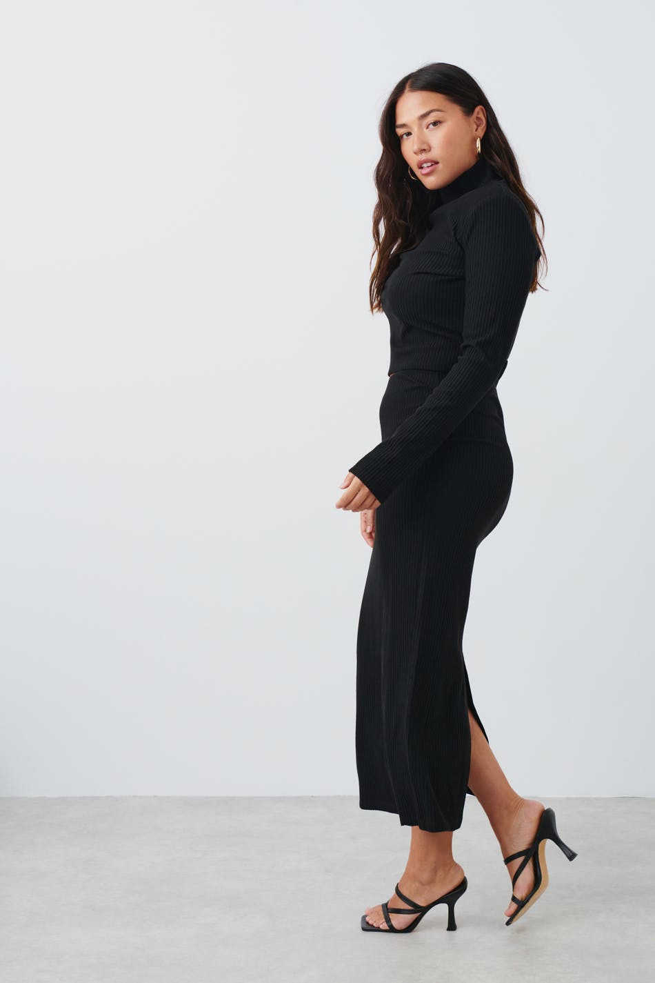 Long rib skirt