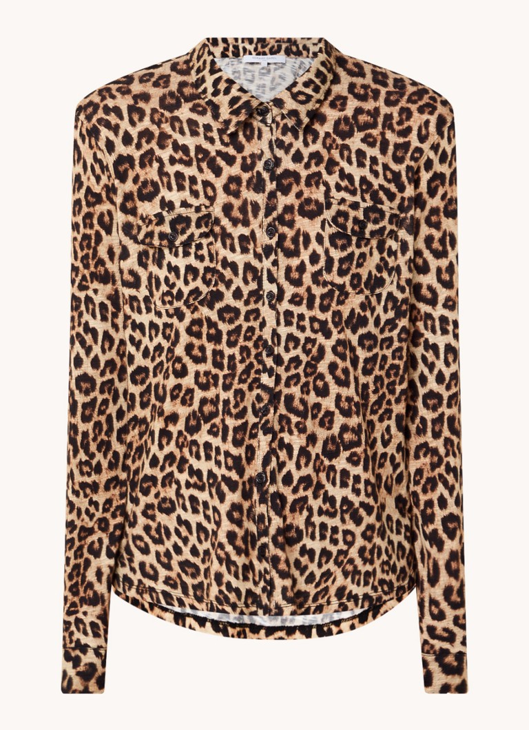 Gerard Darel  Annelaure blouse met panterprint en borstzakken