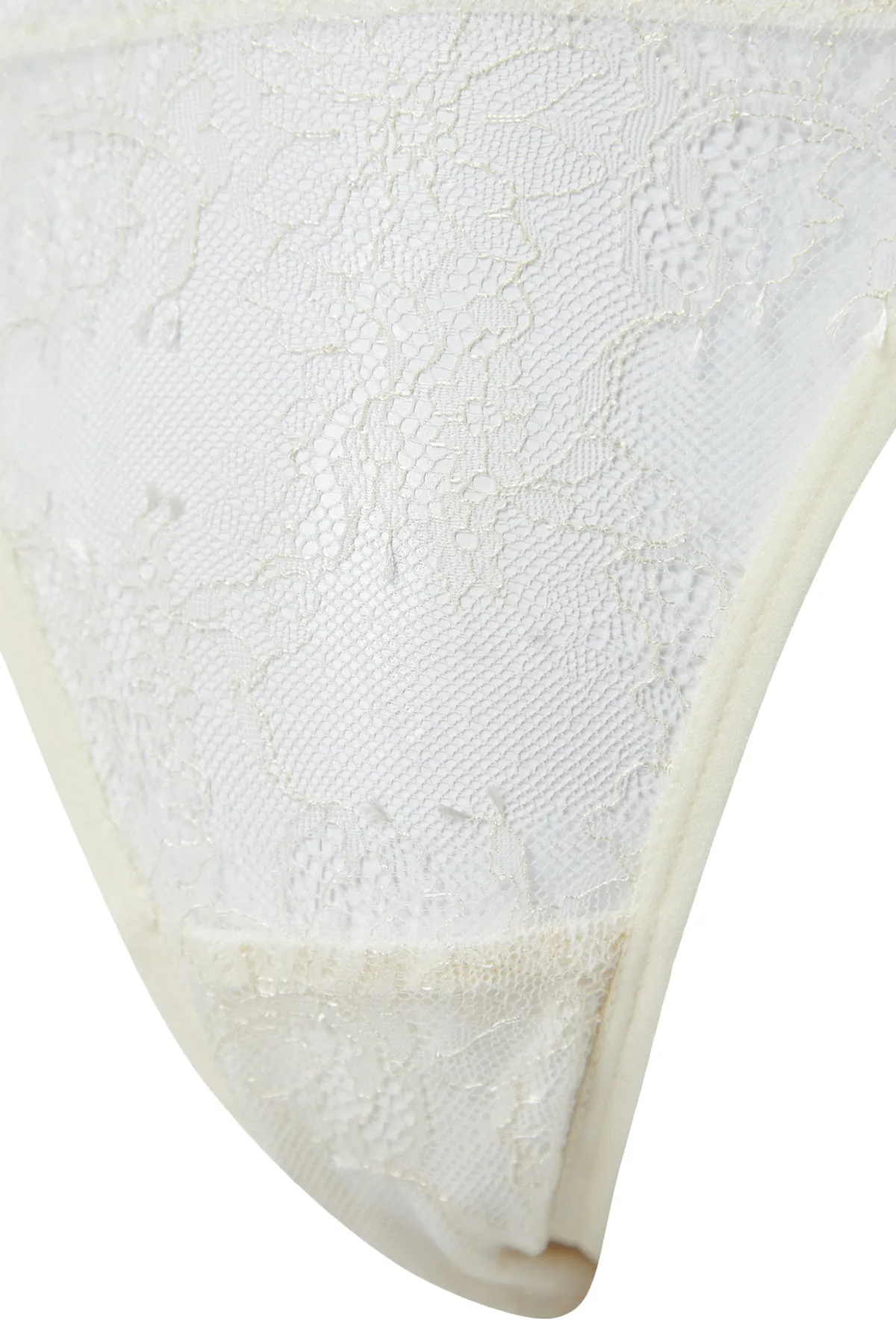 Trendyol Collection  Braut-Dessous-Set aus weißer Spitze, Beinband, Seilriemen, ohne Kappe, Strick, THMSS24CC00023