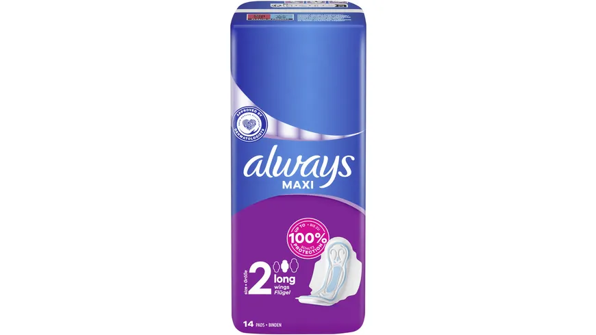 Always Maxi Damenbinden Long mit Flügeln 14ST
