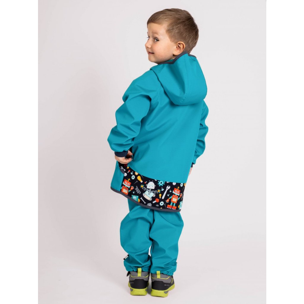 Unuo Kinder-Softshelljacke mit Fleece Roboter Smaragdgrün