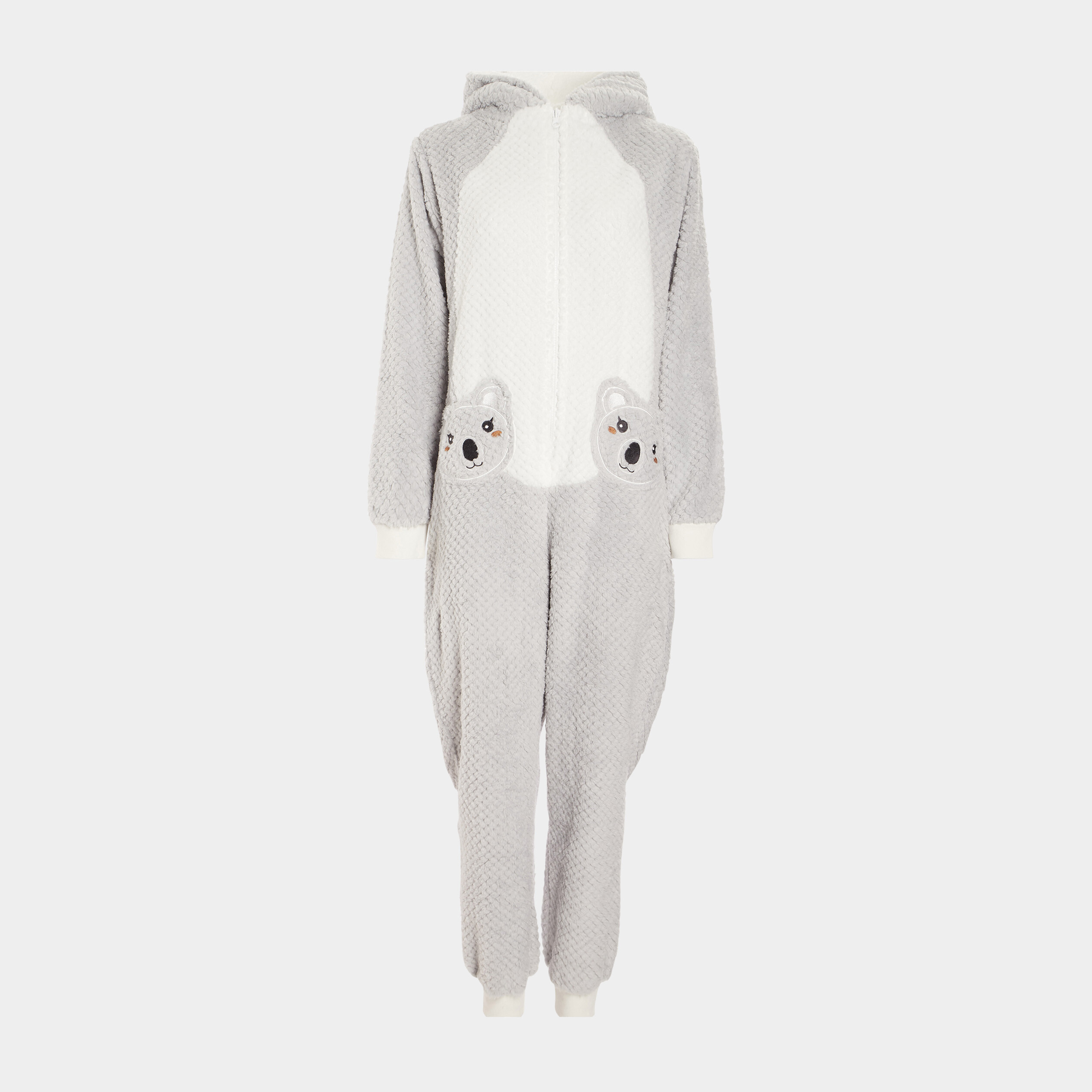 Combinaison pyjama à capuche gris femme | La Halle