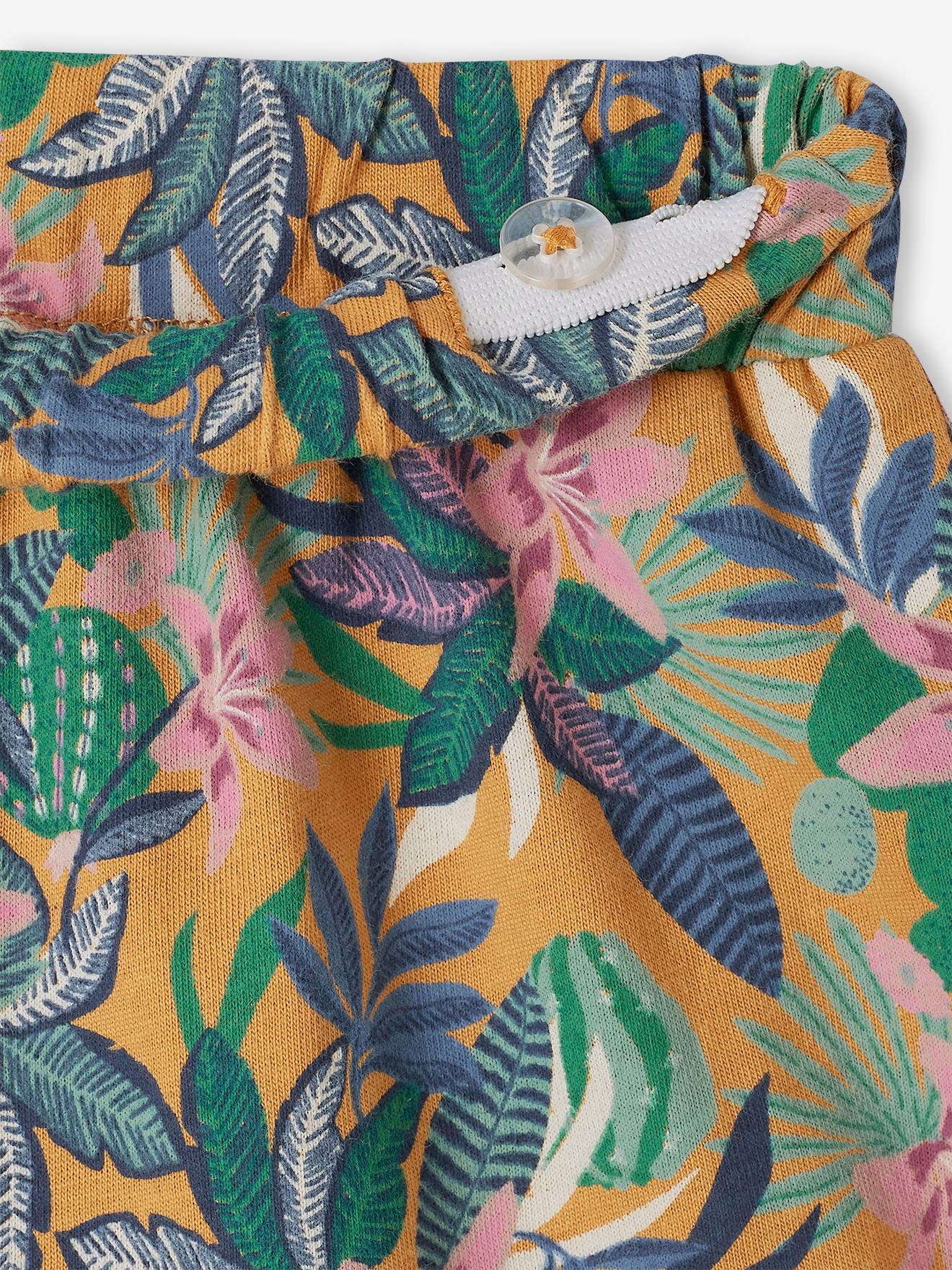 Jupe à volant motifs exotiques fille moutarde