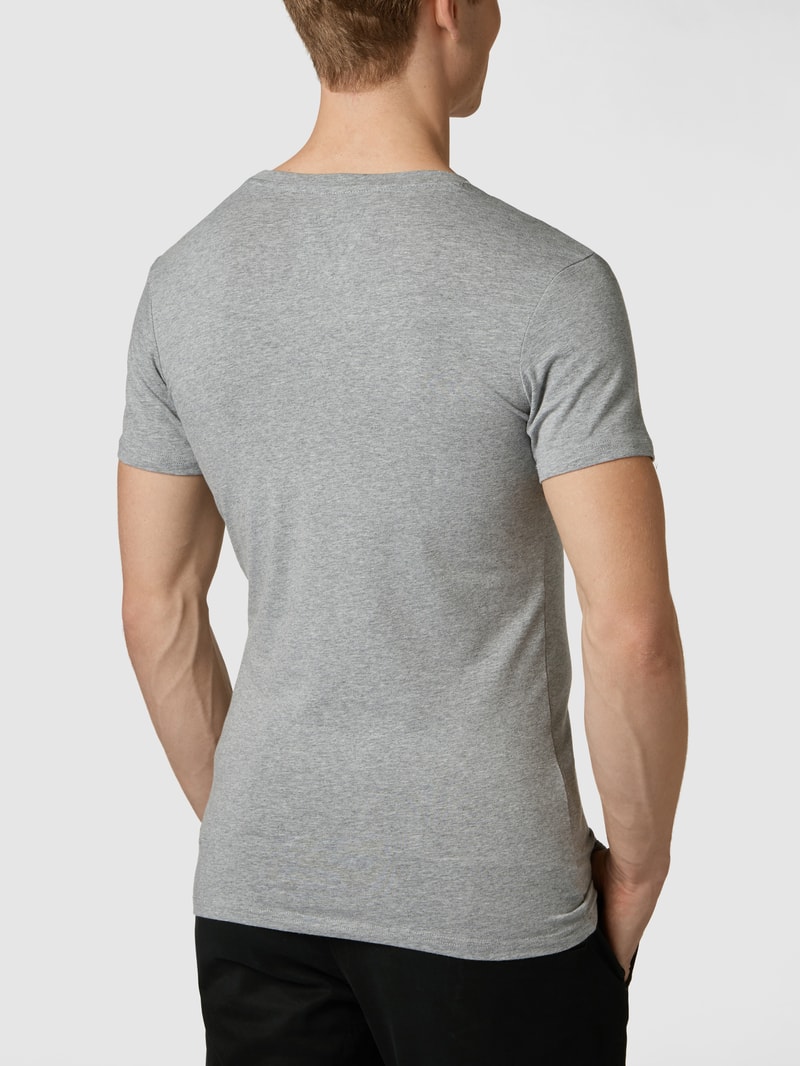 T-Shirt mit Stretch-Anteil im 2er-Pack Modell 'Cadan' in mittelgrau meliert