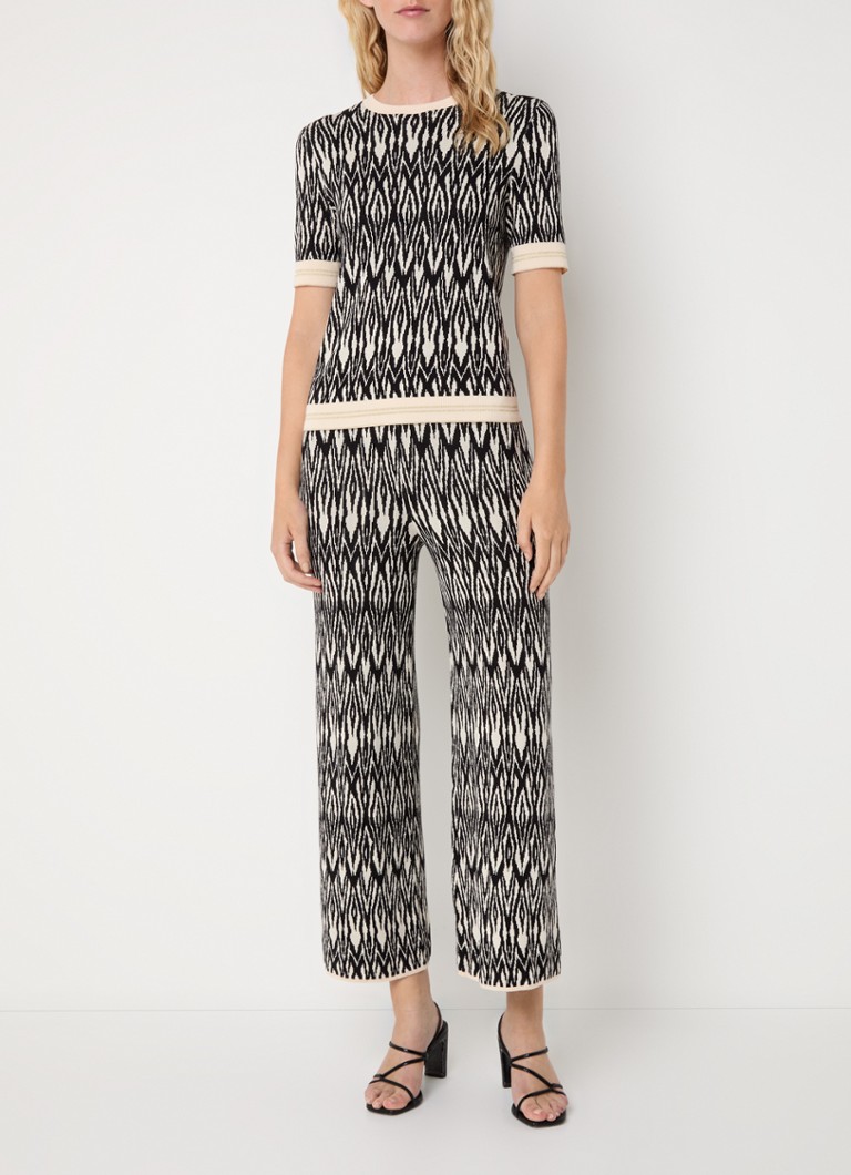 Pantaloni cropped a vita alta e gamba larga con stampa Gerry Weber