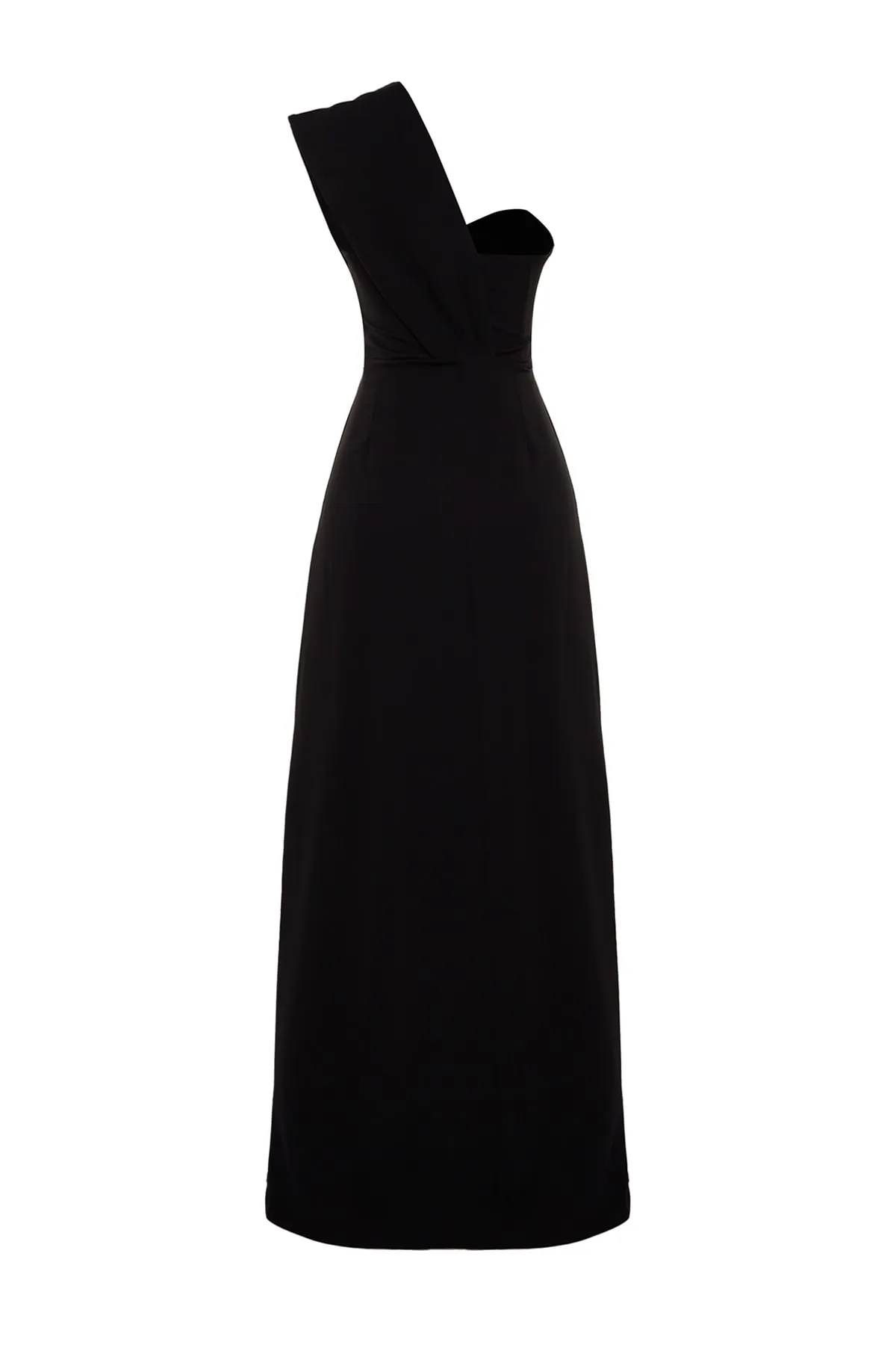 Trendyol Collection  Schwarzes gewebtes langes Abendkleid TPRSS21AE0185