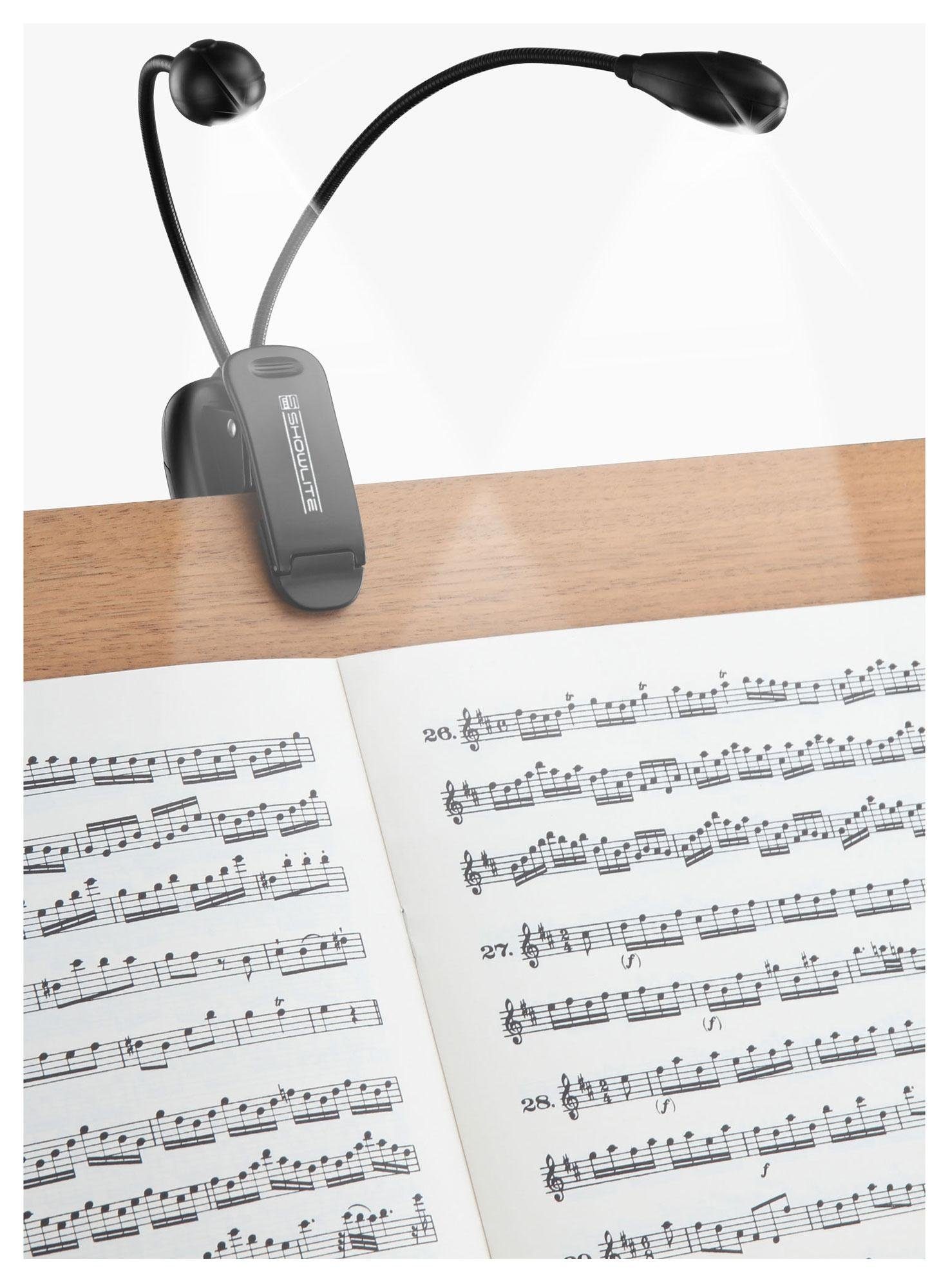 Showlite Notenpult Bright Light 8 Plus Akku LED Notenpultleuchte, (Clip Leselampe, 2-tlg., Inkl. USB-Kabel), zwei Farbtemperaturen - wiederaufladbarer Akku