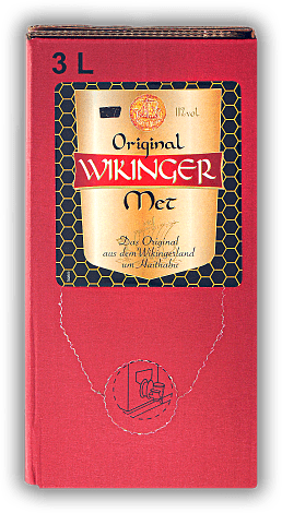 Met Wikinger (Honigwein) 3,0 Liter Bag in Box Met Wikinger (Honigwein) 3,0 Liter Bag in Box Der integrierte Zapfhahn verhindert nach Öffnung Luftkontakt und damit Oxidation. Im geöffneten Zustand sind somit mindestens 2 Monate Haltbarkeit ohne Qualit