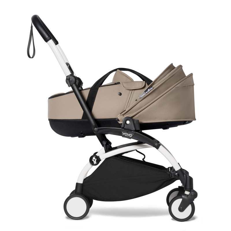 Poussette Yoyo2 4 roues châssis blanc nacelle taupe Babyzen
