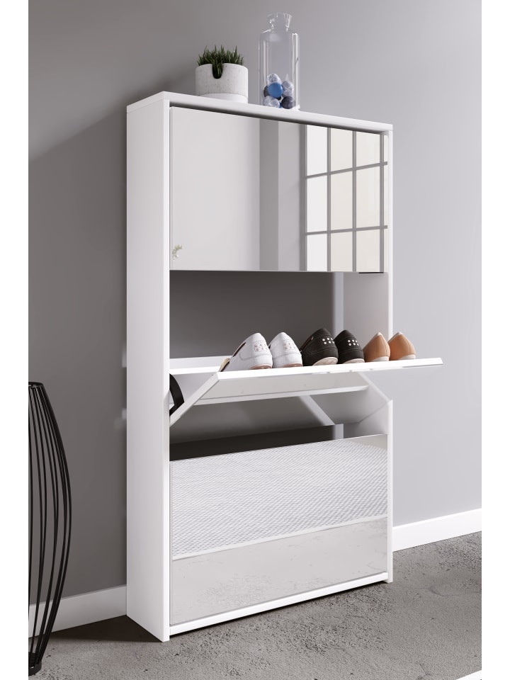 VCM  Holz Schuhschrank Schuhkipper Spiegel Stido XL in Weiß günstig kaufen onesize
