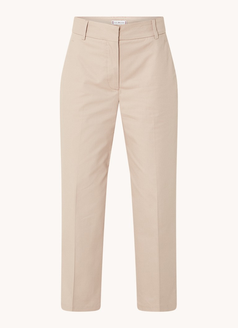 Tommy Hilfiger chino hlače z visokim pasom in ravnim krojem iz mešanice liocella s stranskimi žepi